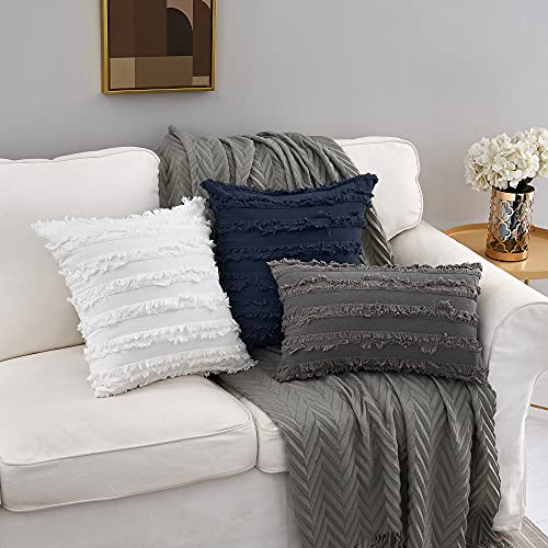 Longhui Bedding Ivory White Throw Pillow Covers For Couch Sofa Chair, Cotton Linen Decorative Pillows Cushion Covers, 18 X 18 Inches, Set Of 2, No Inserts #TOP2