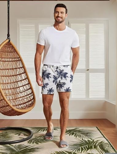 Image of Deyeek 5.5 Inch Mens Pajama Shorts Sleep Cotton Lounge PJ Lightweight Elastic Waist Drawstring Nightwear Bottom with Pockets