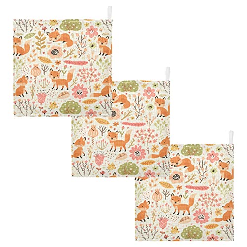 Image of vvfelixl Baby Washcloths Cotton Foxes and Flowers Flesh Colored Baby Muslin Washcloths Soft Baby Face Towel for Newborn Infants Baby Wipes, 11.8 X 11.8 Inch, 5 Pack