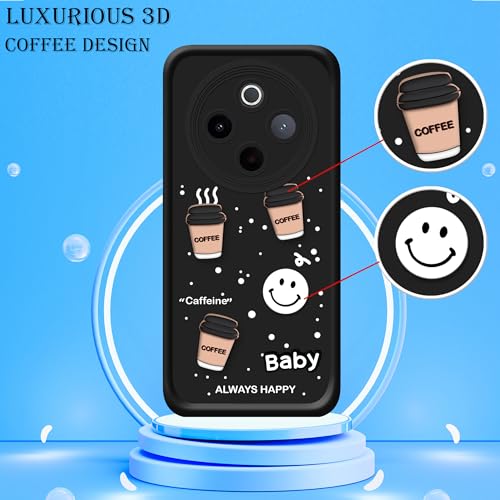 Image of amazon basics Back Case Cover Compatible for iQOO Z10 5G / Vivo T4 5G | Cute Fun Cartoon 3D Ball | Coffee Silicone Case | Camera Protection | Body Protection | Shock Proof | Color Black