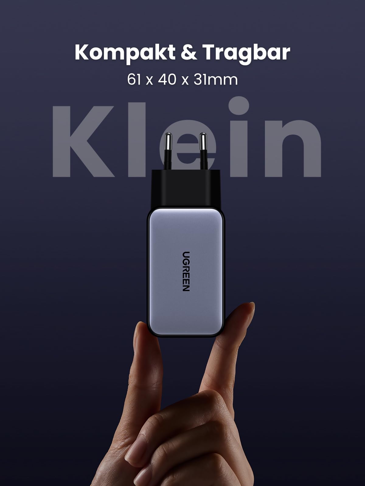 UGREEN Nexode USB C Ladegerät 65W GaN Netzteil mit 3X USB-C-Port Schnellladegerät Kompakt Charger kompatibel mit MacBook Pro/Air, HP Laptop, iPad, iPhone 17, Galaxy S24