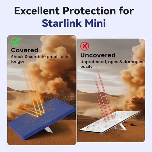 Image of Starlink Mini Protective Cover Case, Hailproof Liquid Silicone Protective Case for Starlink Mini Dish, Starlink Minis Accessories Waterproof Shockproof Portable for Outdoor Camping, Navy Blue