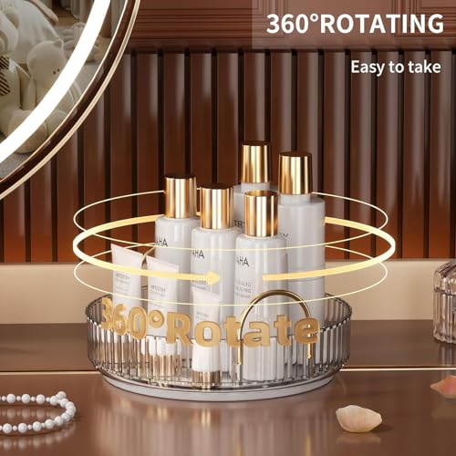 Image of Xmart India 360 Rotating Makeup Organizer - Transparent Cosmetic & Skincare Storage Rack for Dressing Table Lipstick, Perfume, Beauty Accessories & Bathroom Counter Organizer (1 Layer, Clear)