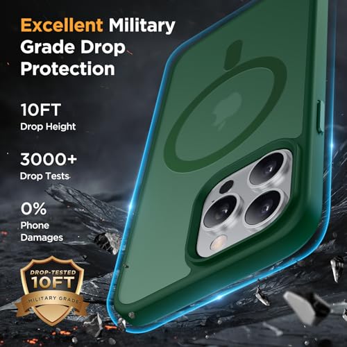 Image of Miracase Magnetic Series Designed for iPhone 14 Pro Max Case [Compatible with MagSafe] [with 2X Screen Protectors] Anti-Fingerprint, Magnetic Phone Case for iPhone 14 Pro Max 6.7 inch - Dark Green