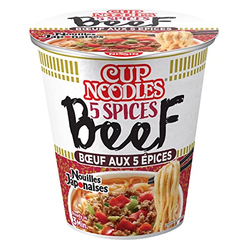 NISSIN Cup - Pasta instantánea japonesa (3 unidades, con 5 especias, 1 persona, 64 g)