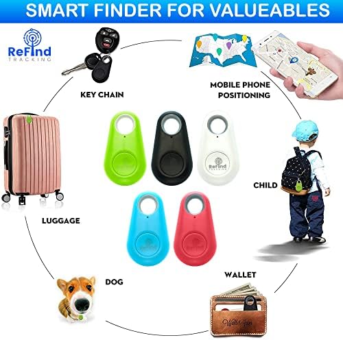 ReFind Smart tracker. Mini GPS Bluetooth locator. For finding Keys, luggage, possetions, pets. Compact AIR I TAG blue, pink, green, black, white. (Black)
