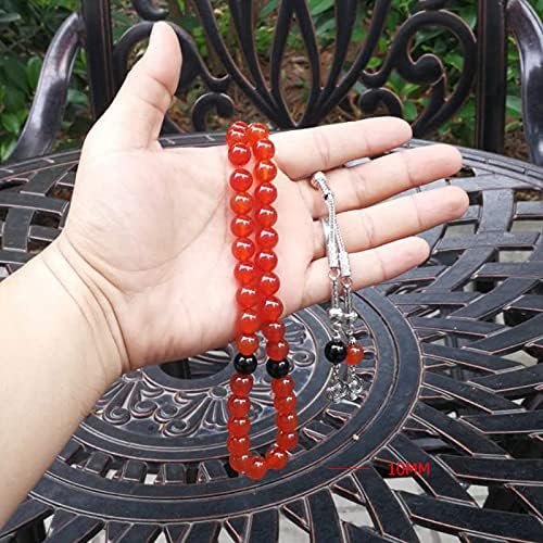 ALBASHAN Natural Red Agate with Onyx 33 Tasbih Islam misbaha Muslim bracelet prayer beads 33 66 99beads stone Rosary