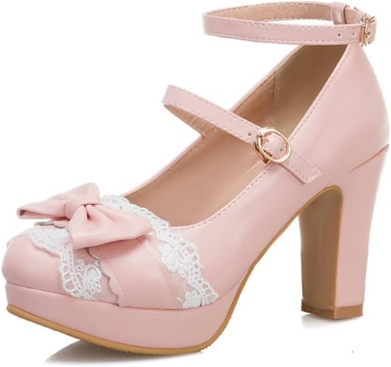 Cute Bow Heels Mary Janes Shoes Women Dress Platform Strappy High Heels Kawaii Shoes