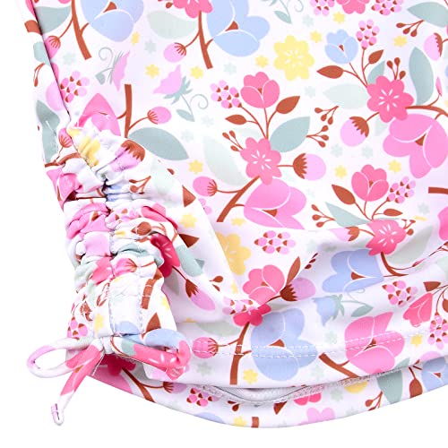 Cadocado Little Girl Rash Guard Swimwear Skirt 3-Pieces Swimwear 3 Pieces Pool Party Swimwear,Pink Floral,4 Years #TOP3