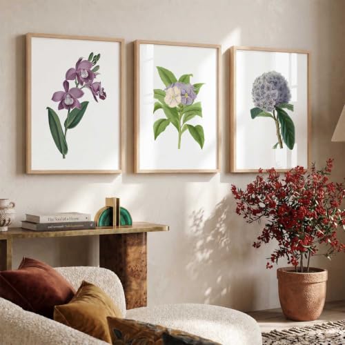 Image of kotart Floral Wall Art Home Decoration | Aesthetic Paintings With Frame For Living Room Bed Room Hotel Wall Decor Digital Reprint Set of 3 (19X25 inch)