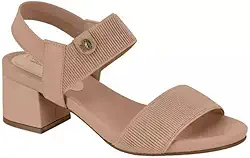 SANDÁLIA FEMININA MODARE 7187.100 PALMILHA ANATÔMICA SALTO BLOCO 6 CM Cor:Nude;Tamanho:35