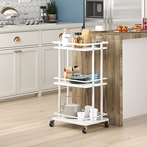 3-Tier-Rolling-Serving-Bar-Cart-Wood-and-Metal-Kitchen-Island-Storage-Cart-with-Wheels-Multifunction-Utility-Drink-Cart-Storage-Rack-for-Home-Kitchen-Bar-Dinning-Room-Living-Room-White 3 Tier Rolling Serving Bar Cart Wood and Metal Kitchen Island Storage Cart with Wheels Multifunction Utility Drink Cart Storage Rack for Home Kitchen Bar Dinning Room Living Room White
