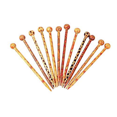 AUERA, 12 Pack Retro Hair Sticks Printed Wood Hairpin Chopsticks Headdress Jewelry Accessories