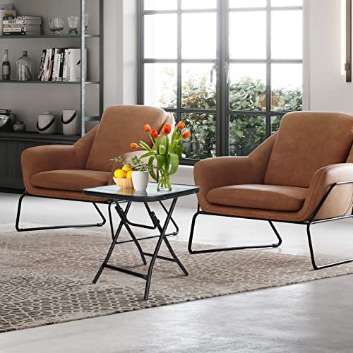 Happygrill HG1463 18 Inch Folding Square Glass Side Table thumb #3