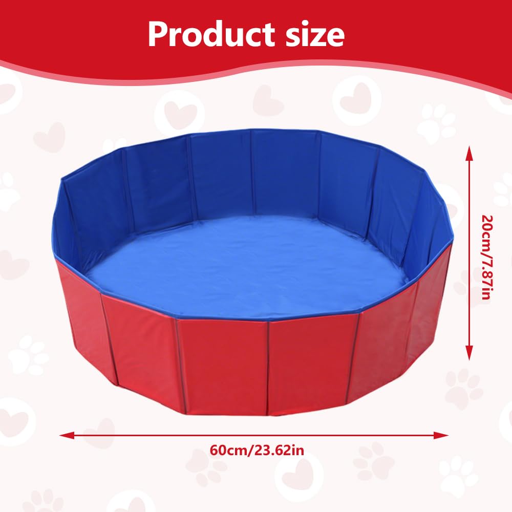 Faltbarer Hundepool, 60x20 cm Hundeplanschbecken, Hundepool Schwimmbad mit Ablassventil, Planschbecken für Hunde, Tragbar Schwimmbecken für Kleine Hunde, Katze