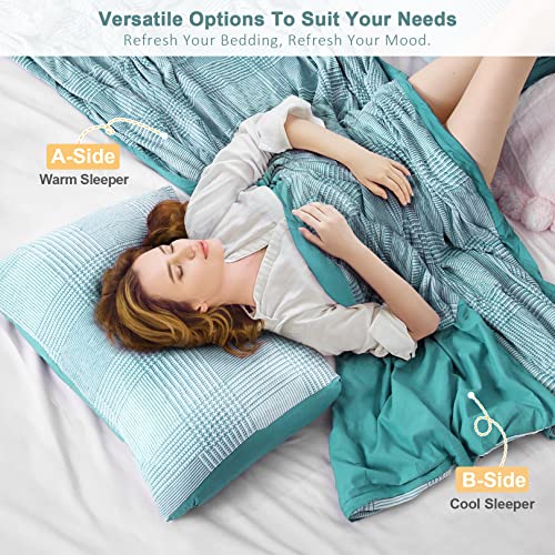 Bedspick Duvet Cover Set Queen Size, Soft Green Lightweight Breathable For All Season, 3 Pieces Bedcover With Zipper Closure & Grid Pattern, 1 Duvet Cover 90X90 Inches And 2 Pillow Sham #TOP5