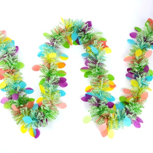 Image of 33 Feet Easter Tinsel Garland, Colorful Egg Tinsel Garland Shiny Hanging Metallic Glitter Spring Garland for Easter Party Door Tree Garlands Decorations(1Pcs)