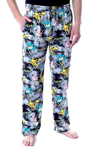 Pokémon Men's Pikachu Squirtle and Jigglypuff Tie Dye Adult Sleep Bottoms Pajama Pants