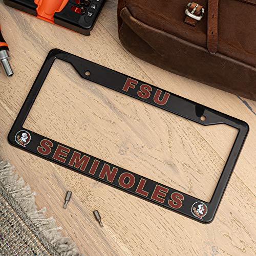 Eliteauto3K Florida State Seminoles License Plate Frame Cover – Black – 12.25” X 6.25” - Ideal Gift For Sports Fans & Supporters – Slim Design #TOP2