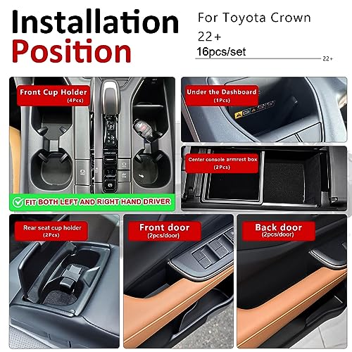 Insertos de portavasos Auovo para Toyota Crown 16 pcs miniatura 5