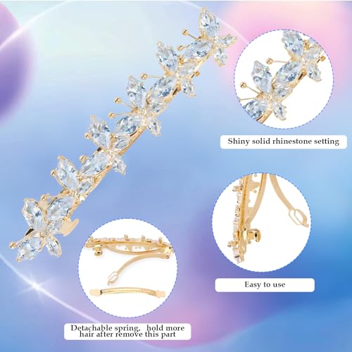Pinzas doradas con diseño de mariposa de cristal miniatura 3