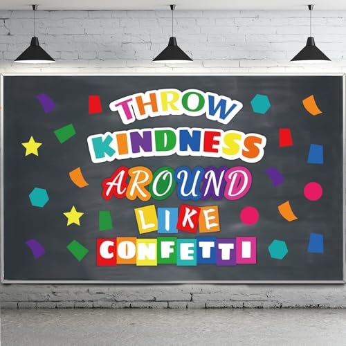 Classroom Bulletin Board Decoration Set Wall or Door Kindness Decor Colorful Confetti Classroom Decorations for Kindergarten PreSchool Elementary and Middle School(Throw Kindness Like Confetti)