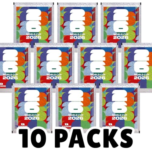 10x Panini World Cup 2026 Sticker Bundle 10 Versiegelte Tüten mit 70 Sammelstickern für Fußballfans & Sammler + Heartglobal Versandschutz