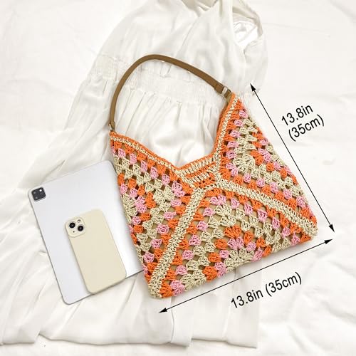 Image of Rejolly Straw Hobo Bag for Women Tote Bag Summer Vacation Beach Handbags Boho Bohemian Style Shoulder Purse