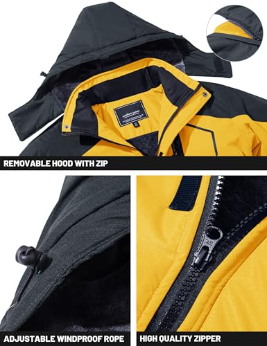 Image of TACVASEN Men's Winter Skiing Jackets Water Resistant Fleece Coats Insulated Thermal Snowboard Jacket Parka Raincoat with Hood