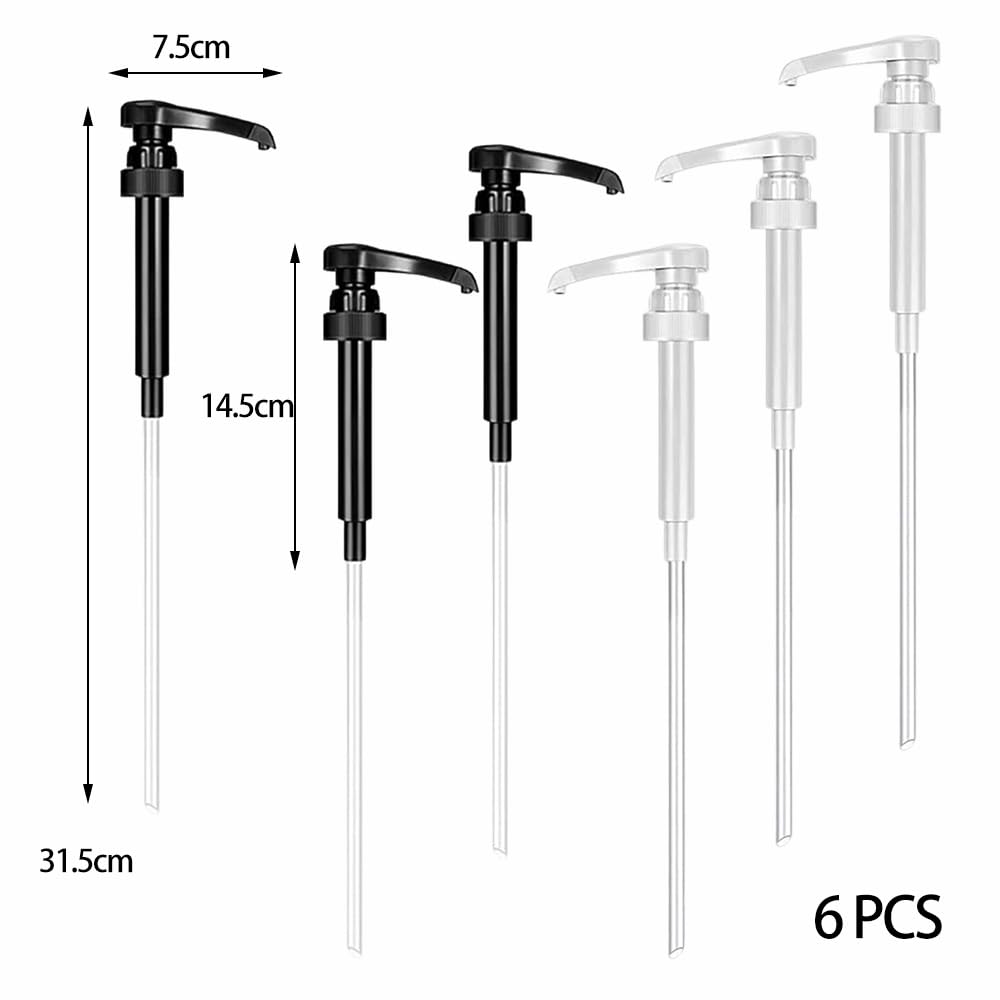 6 Pezzi Dispenser a Pompa per Sciroppo, Caffè Dispenser Sciroppo Pompa, Pompe Dosatrice per Bottiglie per Casa Cucina Caffè, Viene Fornito con Tubi Lunghi