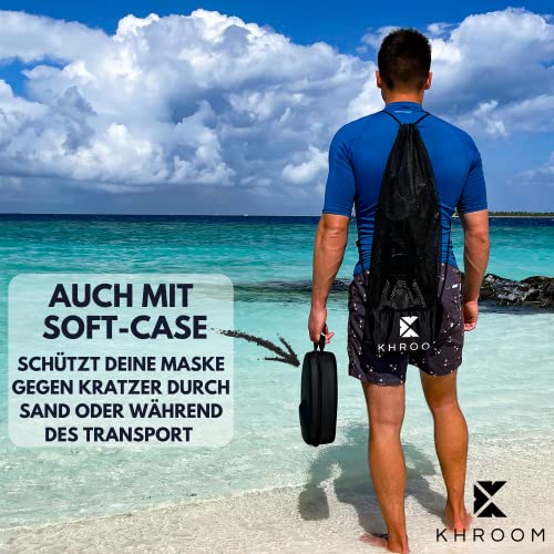 Foto von Khroom Schnorchelmaske für Erwachsene und Kinder - Seaview BC | CO2 sichere Vollmaske | Schnorhelset Alternative | Tauchmaske Vollgesichtsmaske zum Schnorcheln TÜV Rheinland geprüft Schwarz+Case L-XL