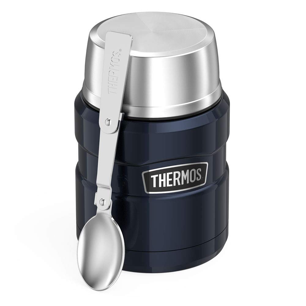 Thermos Essensbehälter 'King' 0,45 Liter mit Löffel (dunkelblau, mit Namensgravur)