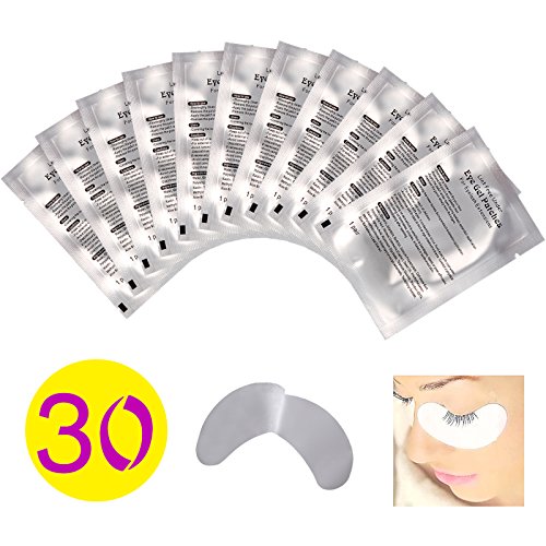 Baisidai 30 Pairs Professional Lint Free Under Eye Gel Pad Patches for Eyelash Extensions (30 Pairs)