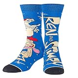 Odd Sox, Nickelodeon Crew Socks, Ren & Stimpy, Novelty Cartoon Prints, Large