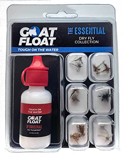 Goat Float The Essential Premium Dry Fly Collection - 12 Goat Float Flies, 5X Leader, & The Original Dry Fly Floatant Included