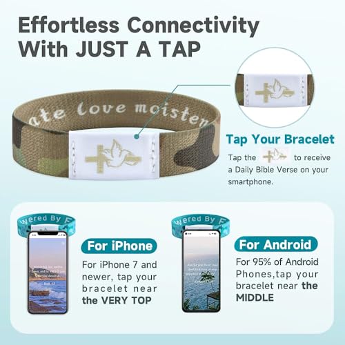 Daily Bible Verse Bracelet，Bible Verse Bracelets With NFC,Wearable Bracelet,christian daily bracelet,Christian Gifts For Men Women (brown)3