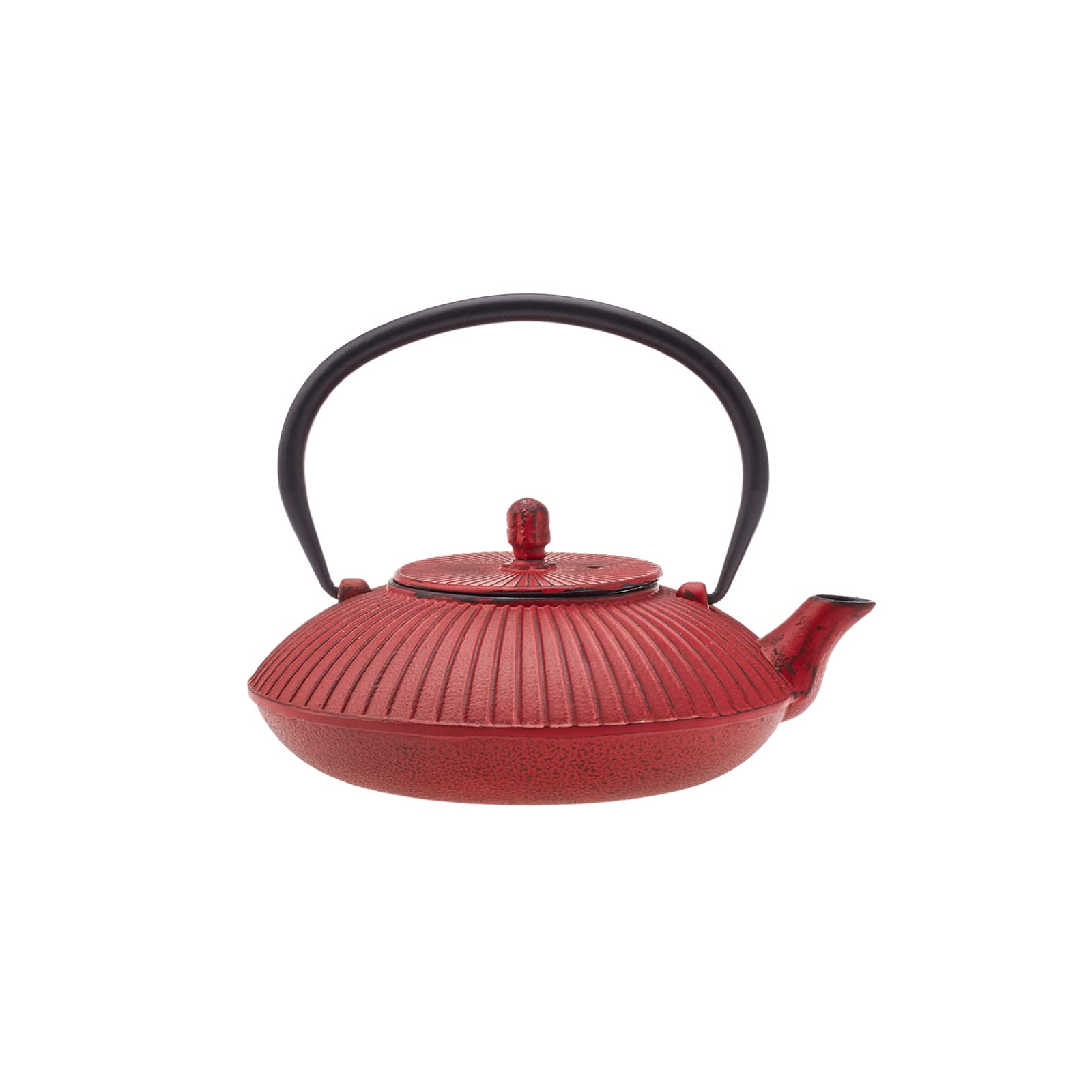 Karaca Japanese Cast Iron Teapot, 800ml, Turkish Tea Pot with Infuser for Loose Leaf, Japanese Tetsubin Kettle, Red Black