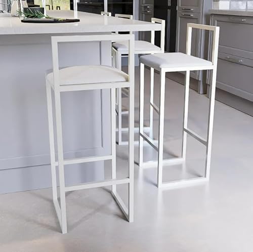 Jogo 2 Banqueta Alta Balcão Bistrô Industrial Branca Assento Estofado (Laca branca)