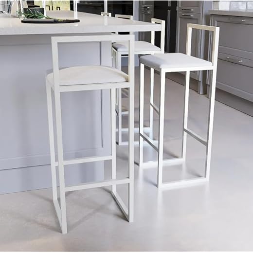 Jogo 2 Banqueta Alta Balcão Bistrô Industrial Branca Assento Estofado (Laca branca)