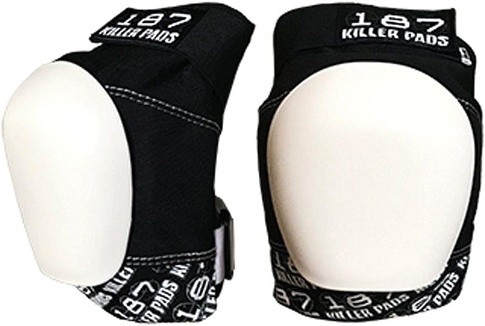 187 Killer Pads Pro Knee Pad, Black, Junior (Black/White, X-Large)