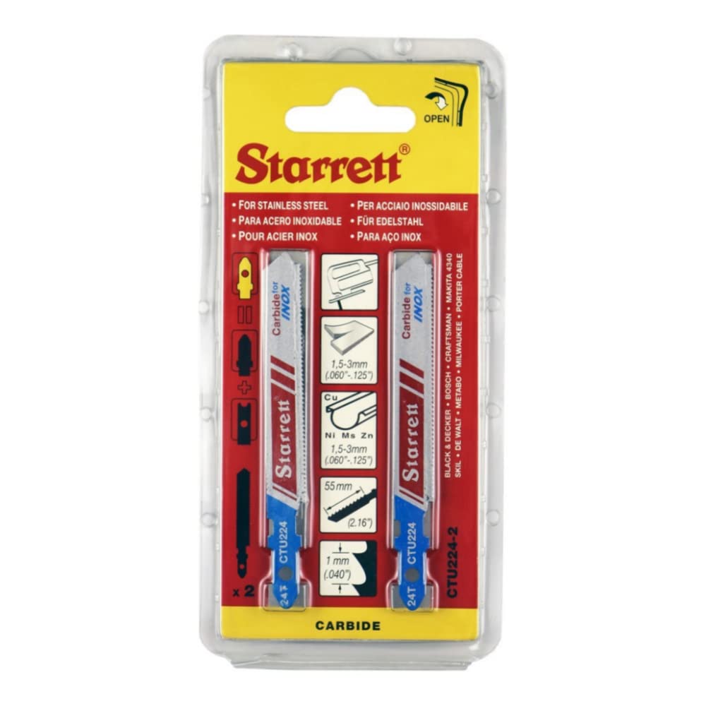 Starrett ctu224 – 2 S. brzeszczot do wyrzynarki C/PLAQ. Karbid P/INOX 24T (2UD)