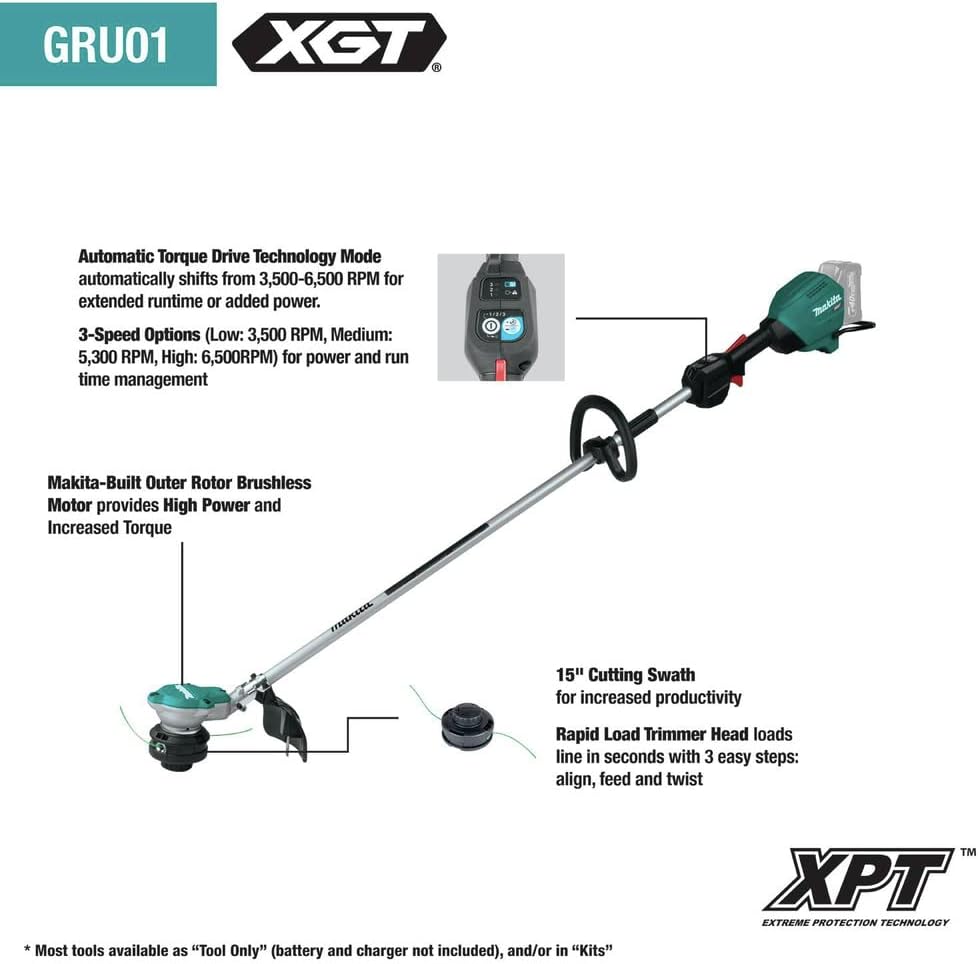 Makita GRU01Z 40V max XGT® Brushless Cordless 15" String Trimmer, Tool Only