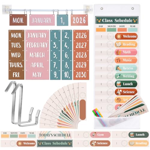 Soporte de calendario ajustable para decoración escolar y control de horario diario
