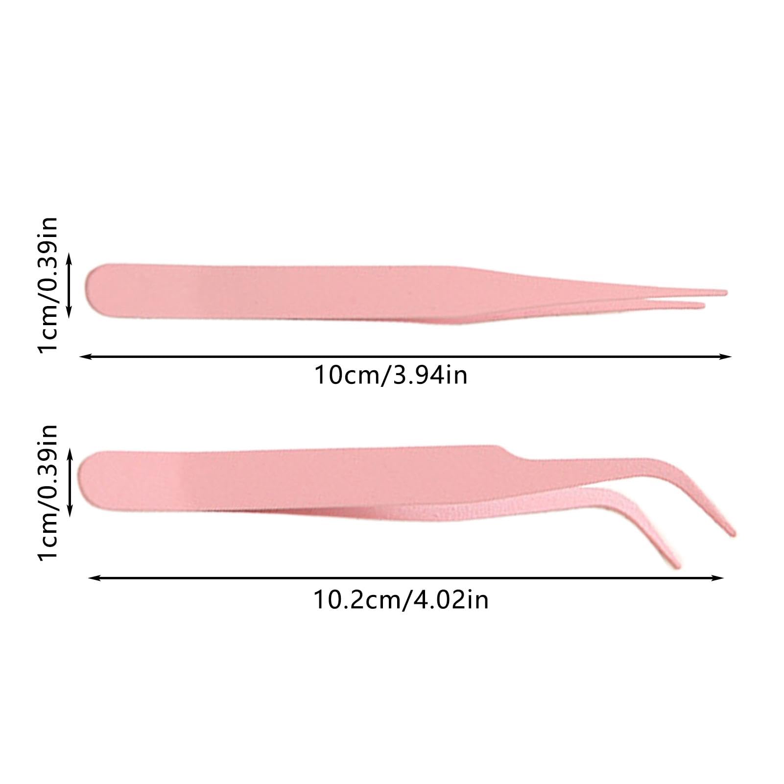 Yueton Pinzetten-Set – 2 Stück, Edelstahl, Gerade & Gebogen, Rosa, Für Wimpernverlängerung & Mehr