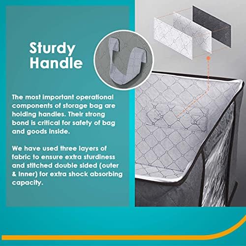 Kurni ® 90L Grey Storage Bag for Clothes, Bedding, Shoes & Duvet. Bags are Moth/Dust Proof, Ideal for House Moving or Laundry Bags with Clear Front Window. Size (60 x 43 x 35 cm)