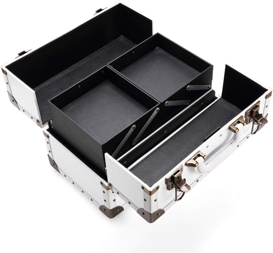 Portable Cosmetic Case Multi-Layer Double Open Aluminum Alloy Large Nail Makeup Storage Box