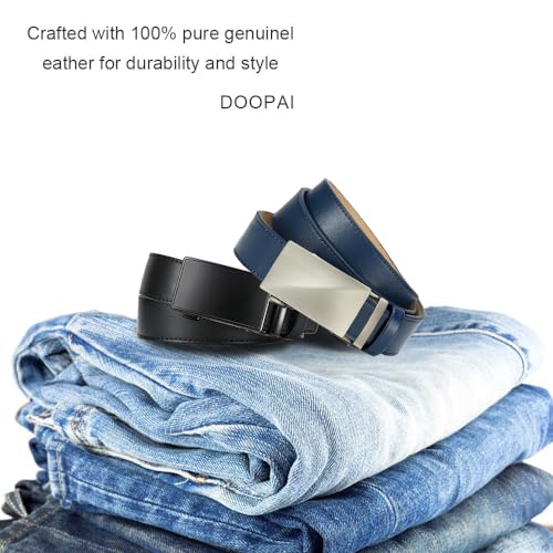 Image of Men's Ratchet Leather Belt Set - 2 Pack Sliding Belt Adjustable For Gift Mens Dress Casual 1 3 /8 inch,Cut for Fit