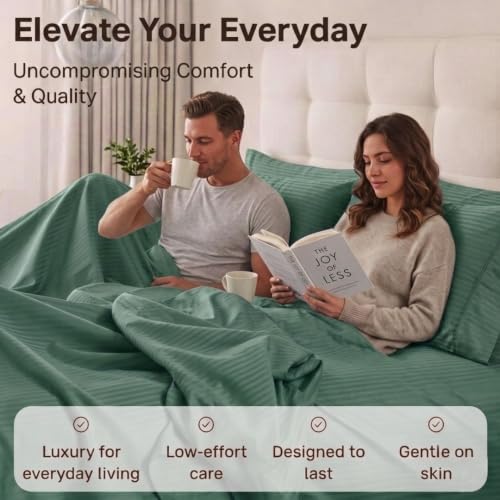 Image of Living Roots Glace Cotton 180 TC Single Bedsheet Set with 2 Single Bedsheets & 2 Pillow Covers|60 x 90 Inches |Soft, Breathable & Durable |Fits Mattress up to 4 Inches |No Colour Bleeding (Sage Green)
