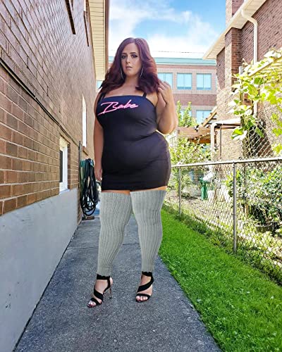 Image of Women's Plus Size Leg Warmers Knit Over Knee High Footless Socks for Thick Thighs