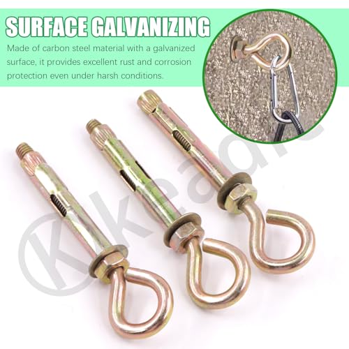 Image of Keadic 8Pcs M12 Concrete Eye Bolts, Eye Bolt in Colored Zinc Plated, Shoulder Eye Bolt, Concrete Brick Expansion Screws Closed Hook Bolts Heavy Duty Expansion Screw Lifting Ring Bolt for Wall